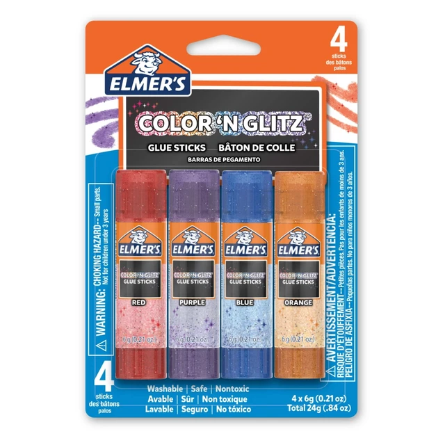 Alt view image 3 of 5 - Elmer's Color 'N Glitz Washable Glitter Glue Sticks, Assorted Colors, 6 Gram, 4-Pack (3 Pack)