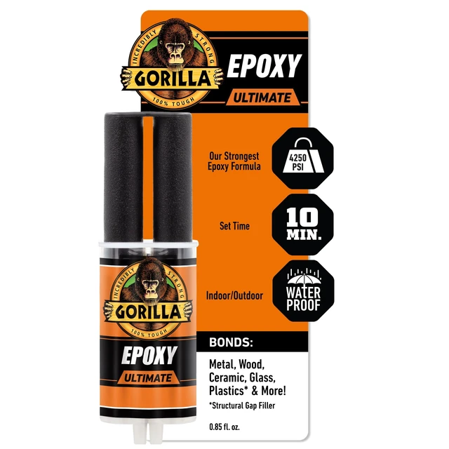Alt view image 3 of 6 - Gorilla Glue Ultimate Epoxy 25ML Syringe, 2 Pack, Black Finish, Waterproof Adhesive