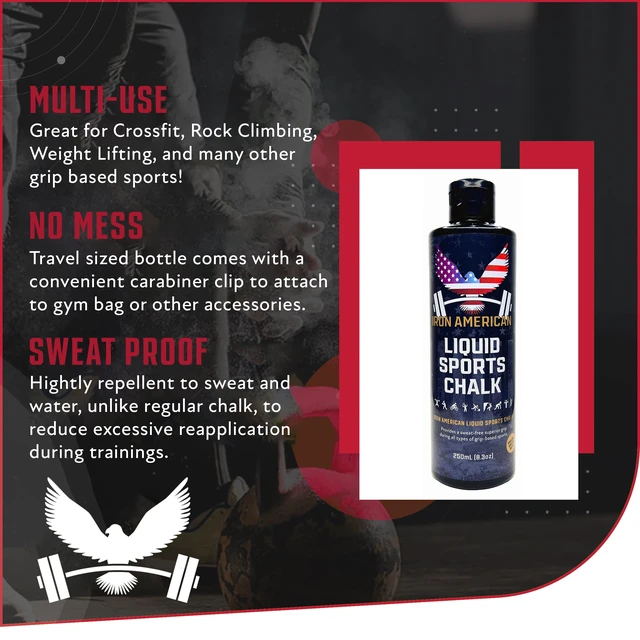 Alt view image 6 of 6 - IRON AMERICAN Liquid Sports Chalk, 250mL, White - Grip Enhancer for All Grip-Based Sports and Activities