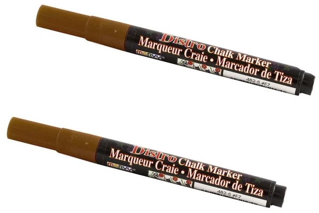 Main image of Marvy Uchida Fine Point Chalk Markers, Brown, 2/Pack