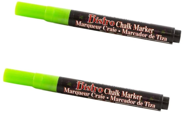Main image of Marvy Uchida Fine Point Chalk Markers, Lime Green, 2/Pack