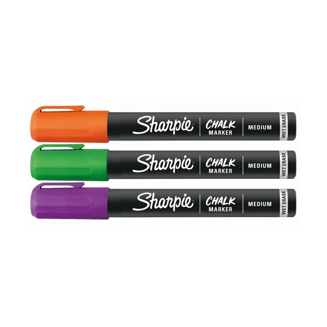 Alt view image 7 of 7 - Sharpie Chalk Markers, Wet Erase, Assorted Colors, 3 Count