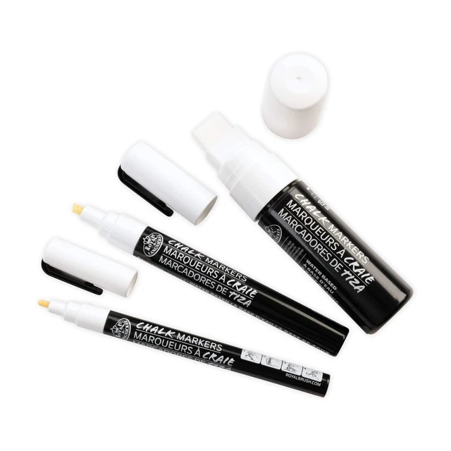 Alt view image 5 of 6 - Royal & Langnickel Chalk Markers Variable Tip Sizes White 3 Pack