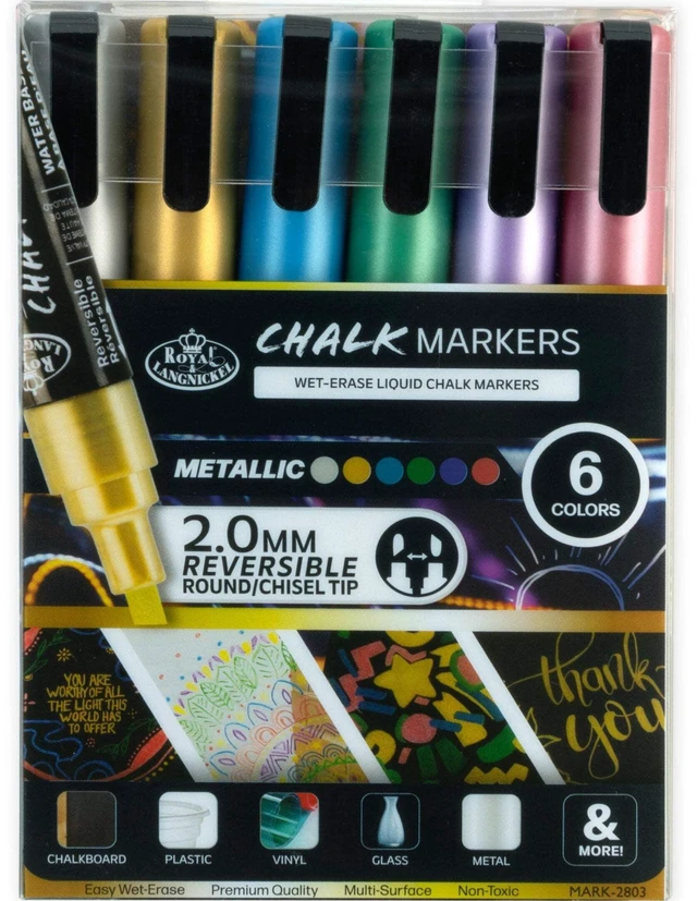 Main image of Royal & Langnickel Chalk Marker, 2.0mm Tips, Metallic Colors, 6 Pack