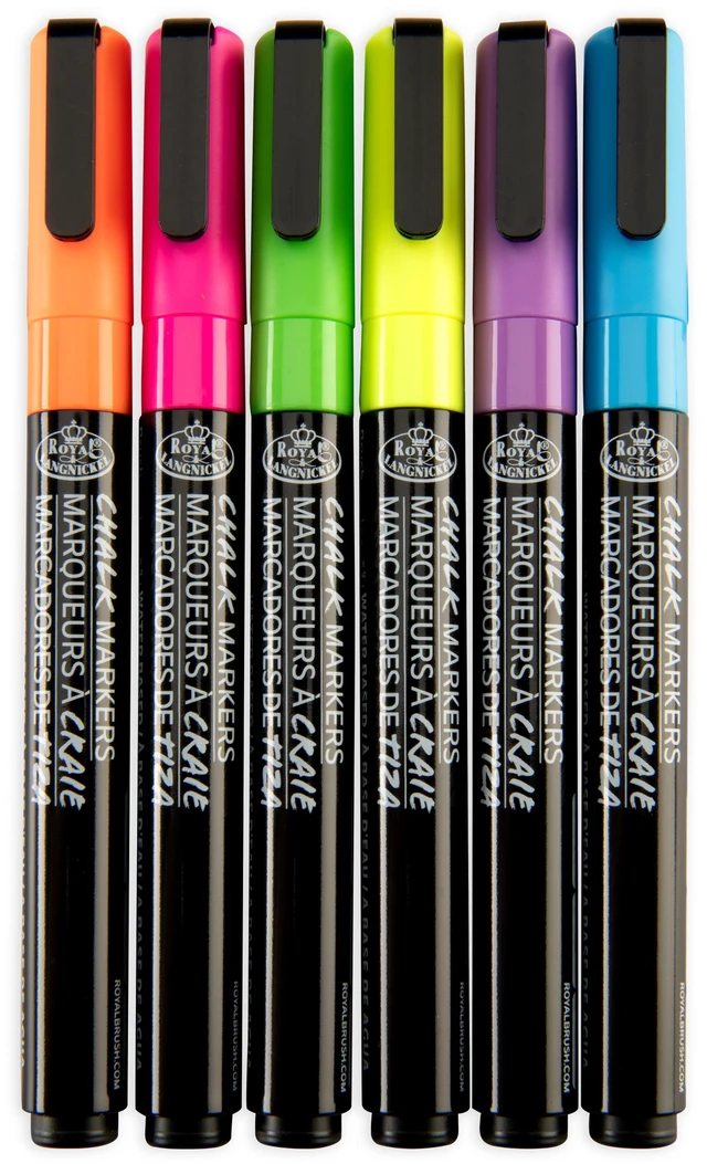 Alt view image 6 of 6 - Royal & Langnickel 6-Pack Artist Chalk Markers with Brush Tips, Neon Colors