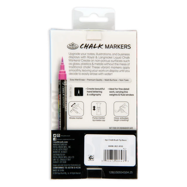 Alt view image 5 of 6 - Royal & Langnickel 6-Pack Artist Chalk Markers with Brush Tips, Neon Colors