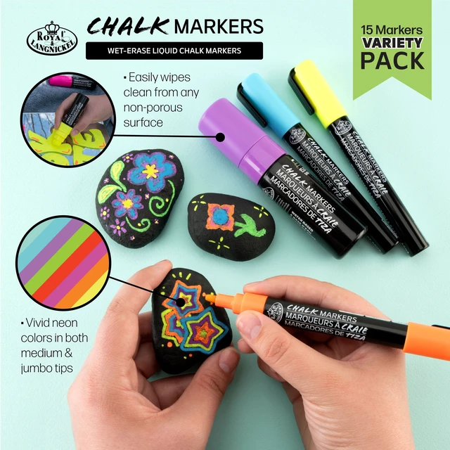 Alt view image 5 of 6 - Royal & Langnickel 15-Piece Neon Chalk Marker Variety Set, 2mm and 15mm
