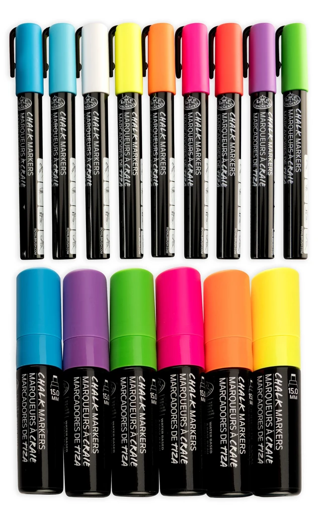 Alt view image 2 of 6 - Royal & Langnickel 15-Piece Neon Chalk Marker Variety Set, 2mm and 15mm