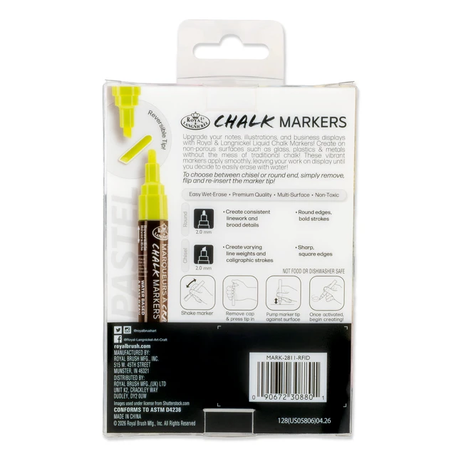 Alt view image 3 of 6 - Royal & Langnickel Pastel Chalk Markers, 6-Piece, Reversible Tip, 2.0mm