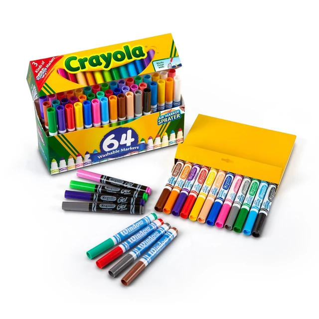 Alt view image 4 of 6 - Crayola Washable Broad Line Markers with Gel FX Markers, 64 Count
