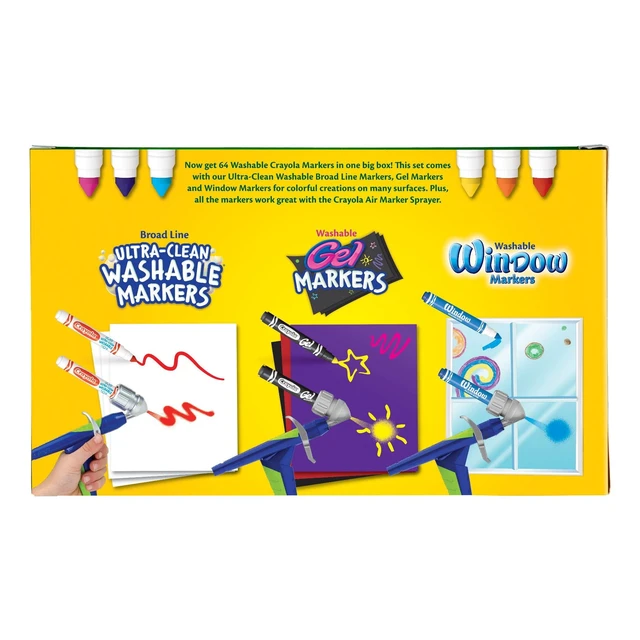 Alt view image 6 of 6 - Crayola Washable Broad Line Markers with Gel FX Markers, 64 Count