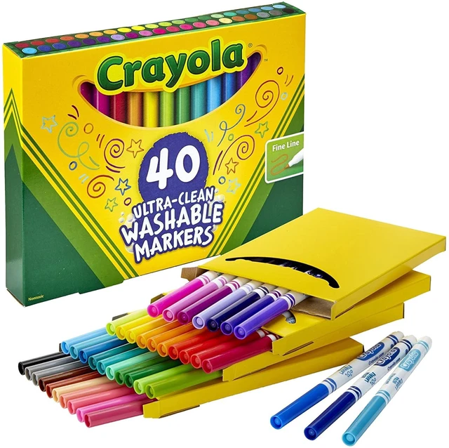 Main image of Crayola Ultra-Clean Washable Classic Markers, Fine Point, Classic Colors, 40-Pack