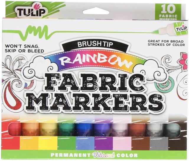 Main image of Tulip Fabric Markers Brush Tip, 10 Pack, Rainbow