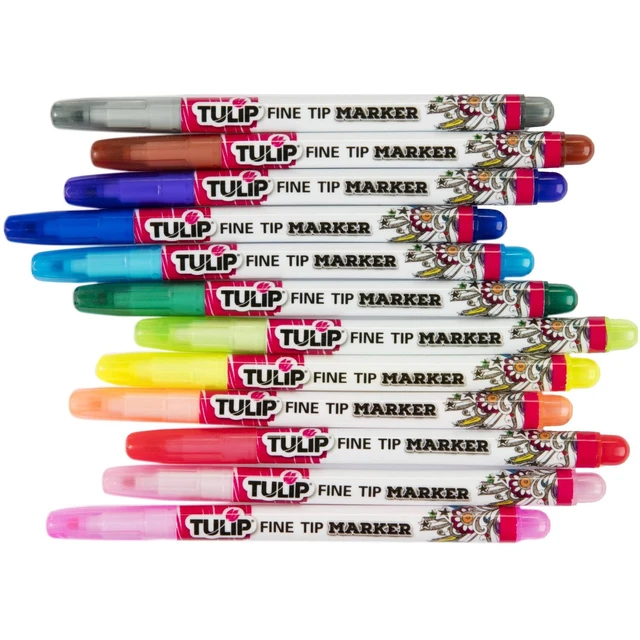Alt view image 2 of 5 - Tulip Fine Tip Fabric Markers 12-Pack - Rainbow Color Set for DIY Crafts, Clothing and Fabric Art