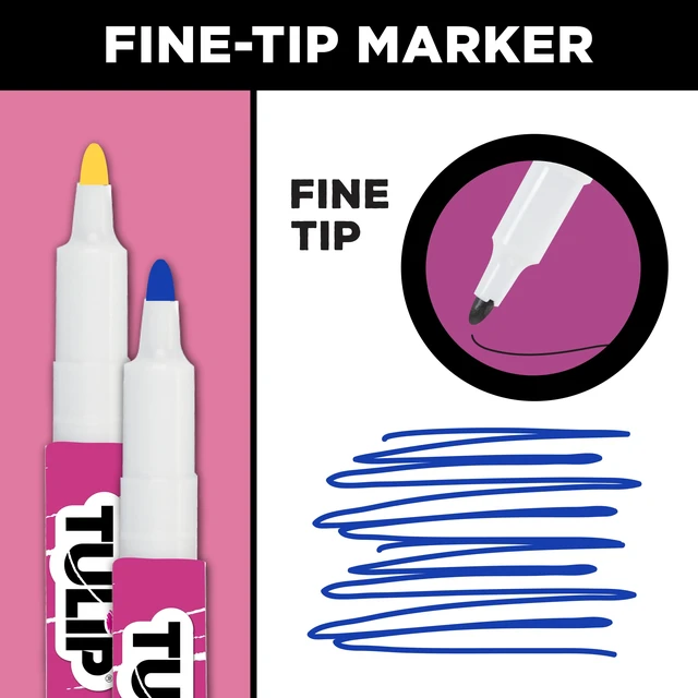 Alt view image 5 of 5 - Tulip Fine Tip Fabric Markers 12-Pack - Rainbow Color Set for DIY Crafts, Clothing and Fabric Art