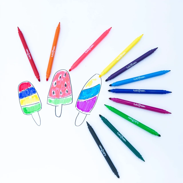 Alt view image 4 of 4 - Hello Hobby Dual Tip Markers, Brush and Fine Tips, Washable, Assorted Classic Colors, 12 Count