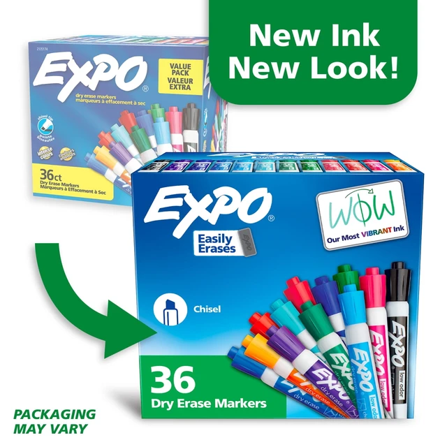 Alt view image 3 of 5 - EXPO Dry Erase Markers, Chisel Tip, Assorted Colors, 36Count