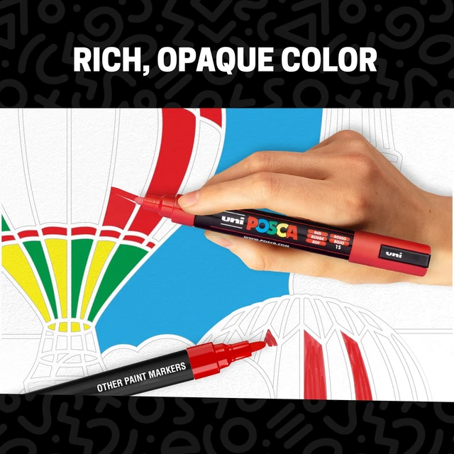 Alt view image 6 of 6 - Uni POSCA PC-5M Water-Based Paint Markers, Medium Tip (1.8-2.5mm), Assorted Ink, 8 Count