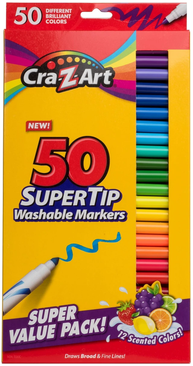 Main image of Cra-Z-Art Super Tip Washable Markers, 50 Count, 12 Scented Colors, School Supplies