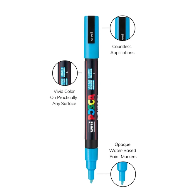 Alt view image 5 of 6 - Posca PC-3M Fine 8-Color Paint Marker Set