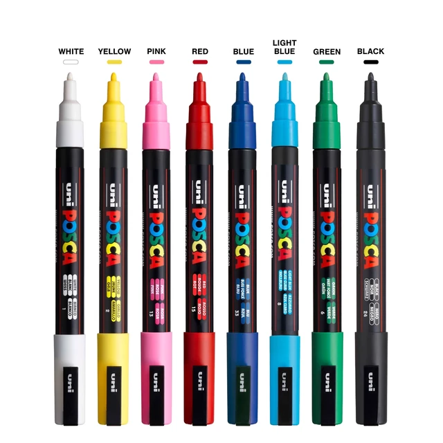 Alt view image 3 of 6 - Posca PC-3M Fine 8-Color Paint Marker Set