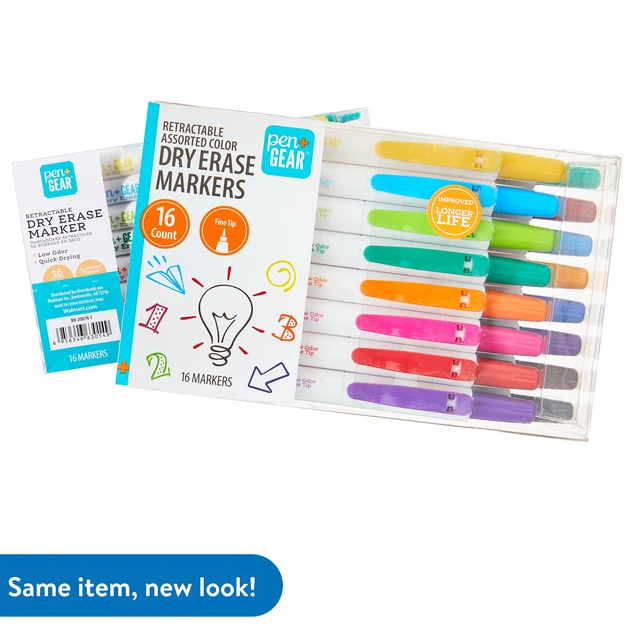 Alt view image 6 of 6 - Pen+Gear Low-Odor Retractable Dry Erase Markers, Fine Point, Multi Colors, 16 Count