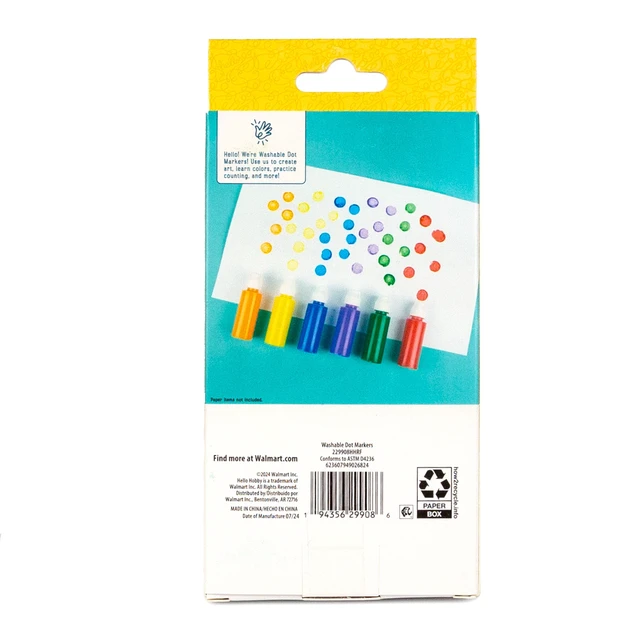 Alt view image 2 of 6 - Hello Hobby Washable Dot Markers, 2-Pack, 6 Primary Colors