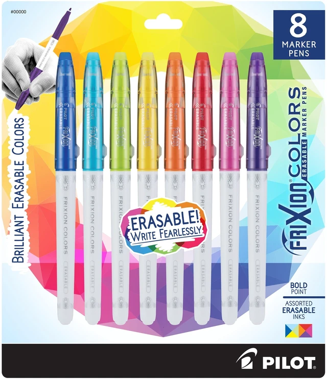 Main image of Pilot FriXion Erasable Color Markers, Bold Point, Assorted Ink, 8 Count