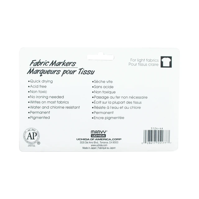 Alt view image 3 of 6 - 3 Pack Fabric Markers, Black Ink, 4-Pack with Assorted Tips, No Heat Set Required