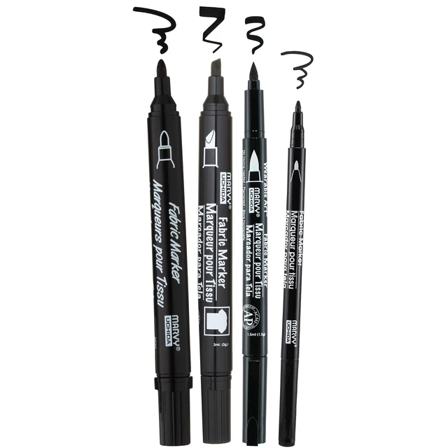 Alt view image 6 of 6 - 3 Pack Fabric Markers, Black Ink, 4-Pack with Assorted Tips, No Heat Set Required