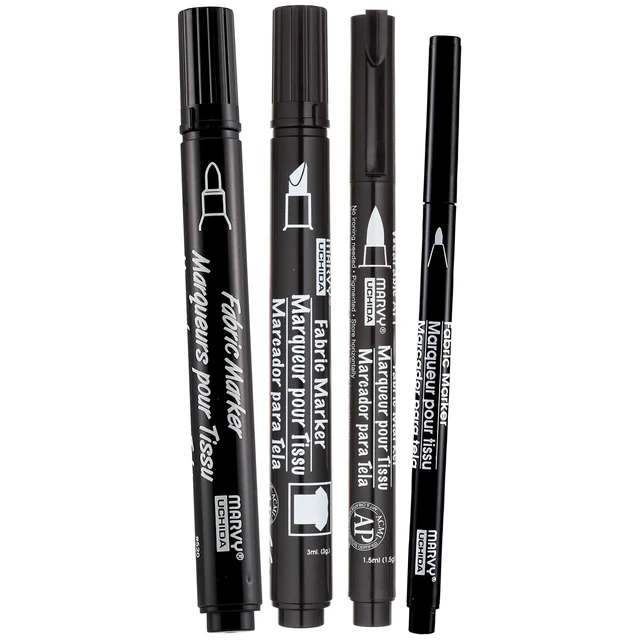 Alt view image 4 of 6 - 3 Pack Fabric Markers, Black Ink, 4-Pack with Assorted Tips, No Heat Set Required