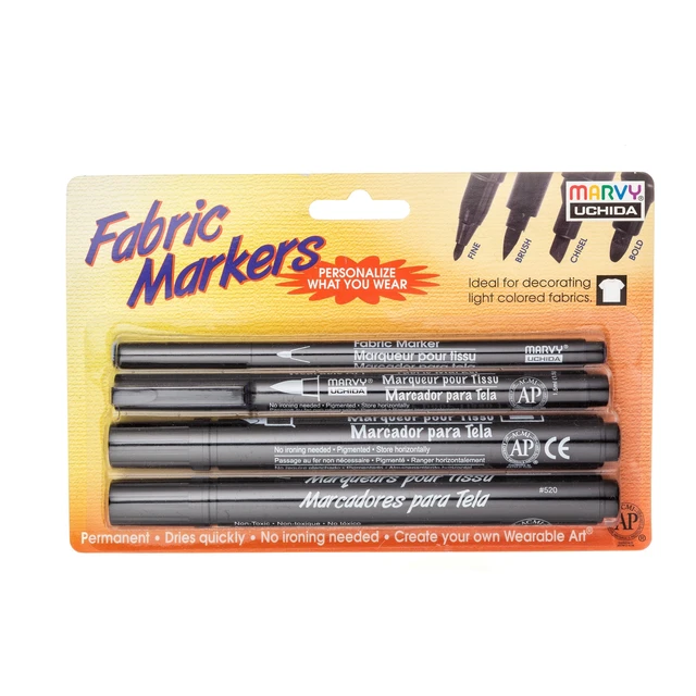Alt view image 5 of 6 - 3 Pack Fabric Markers, Black Ink, 4-Pack with Assorted Tips, No Heat Set Required