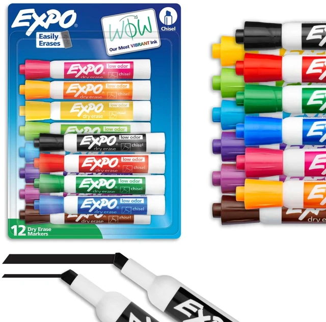 Main image of EXPO Dry Erase Markers, Chisel Tip, Assorted Colors Including Yellow, 12 Pack