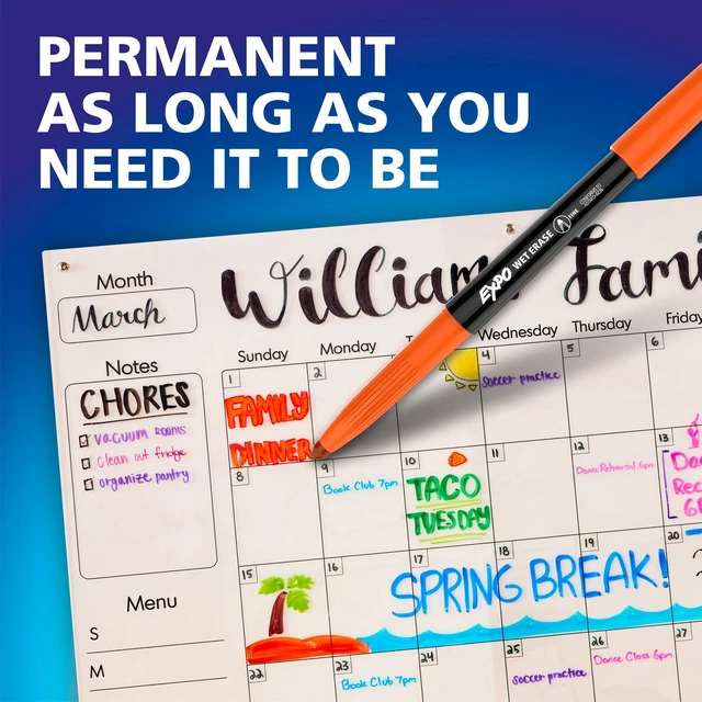 Alt view image 3 of 6 - EXPO Wet Erase Markers, Semi-Permanent, Fine Tip, Assorted, 4 Count