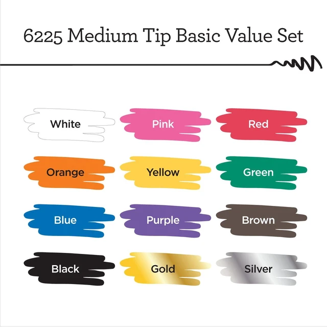 Alt view image 2 of 5 - Apple Barrel Multi-Surface Paint Pens Basic Value Set, Medium Tip, 12-Piece