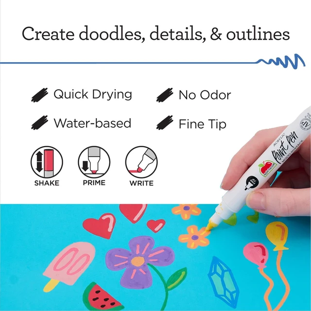 Alt view image 5 of 5 - Apple Barrel Multi-Surface Paint Pens Basic Value Set, Medium Tip, 12-Piece