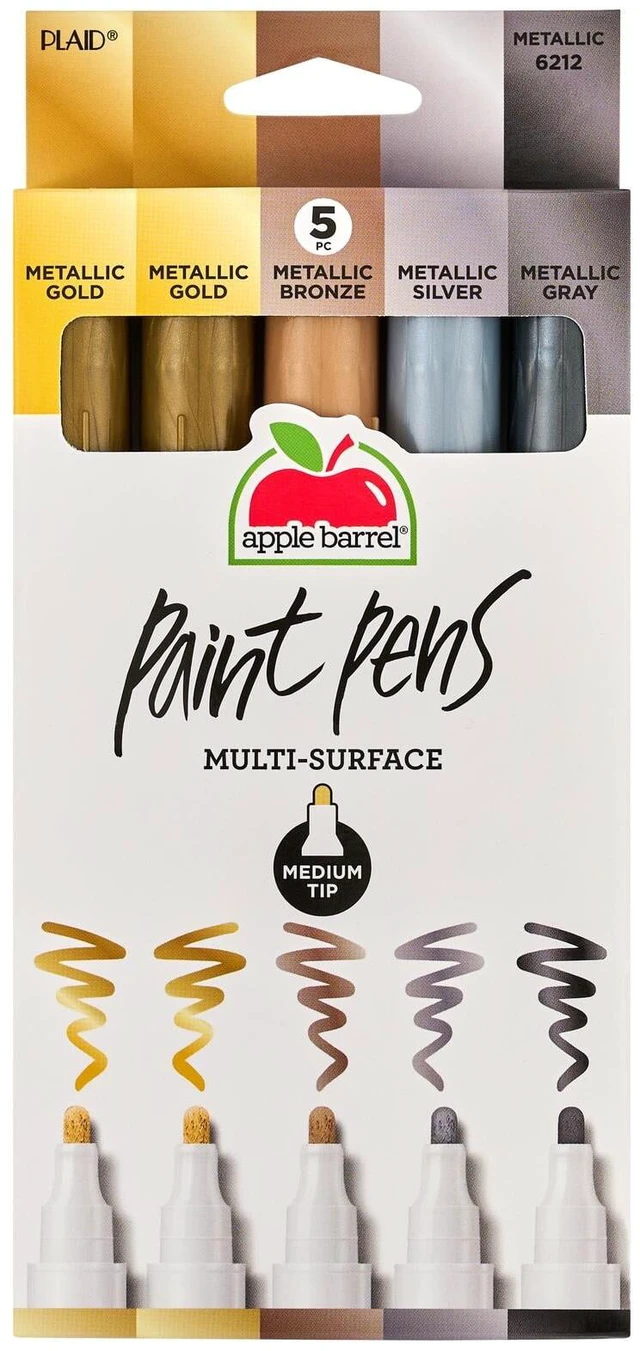 Main image of Apple Barrel Metallic Multi-Surface Medium Tip Paint Pens Set, 5 Piece