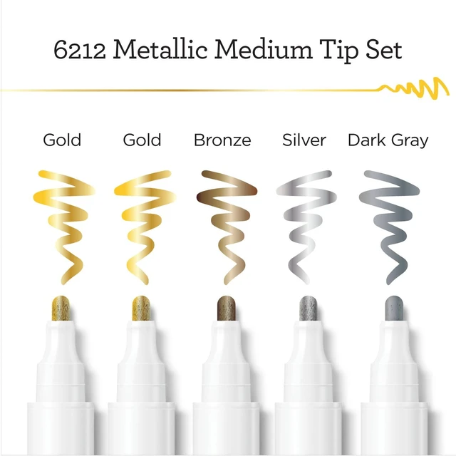 Alt view image 2 of 5 - Apple Barrel Metallic Multi-Surface Medium Tip Paint Pens Set, 5 Piece