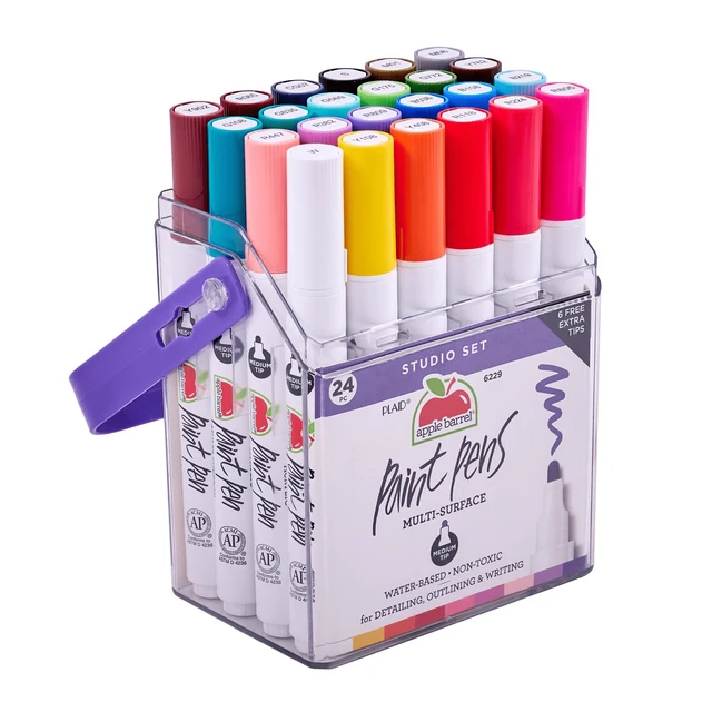 Alt view image 3 of 5 - Apple Barrel Multi-Surface Paint Pens Studio Set, Medium Tip, 24 Pieces