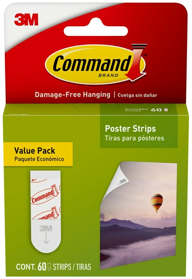 Main image of Command Poster Strips 60 Count, White, Damage-Free Hanging Poster Hangers
