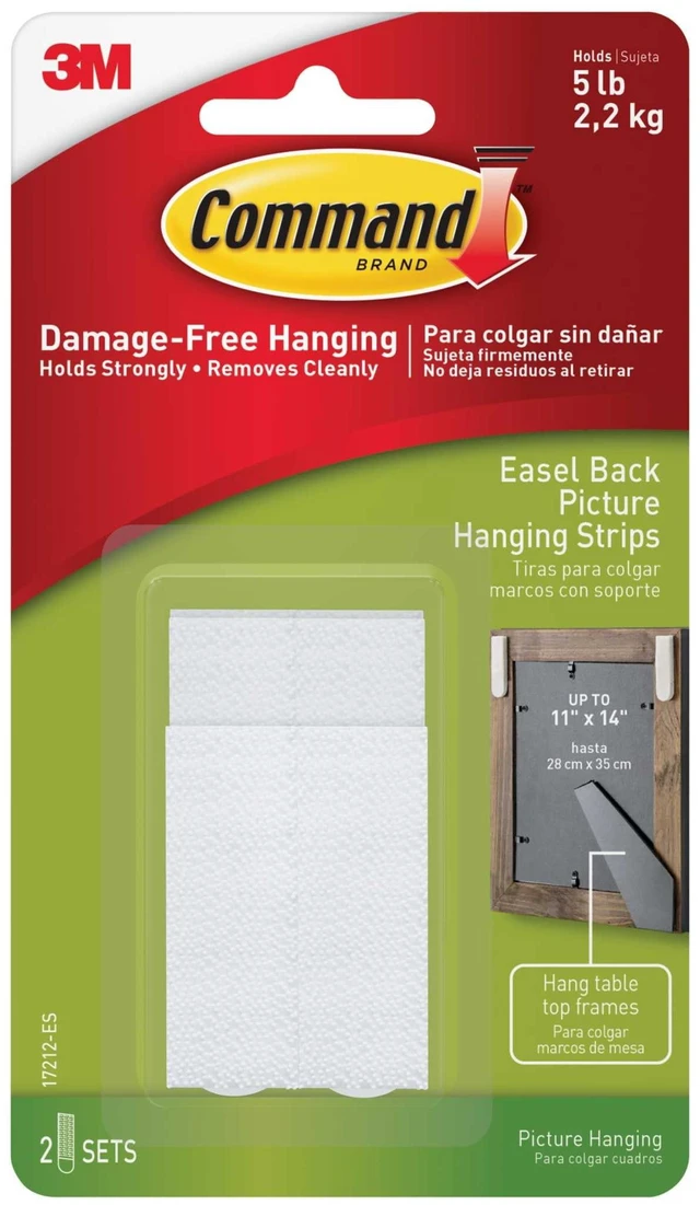 Main image of Command Easel-Backed Picture Hangers, White, Large, 2 Pairs