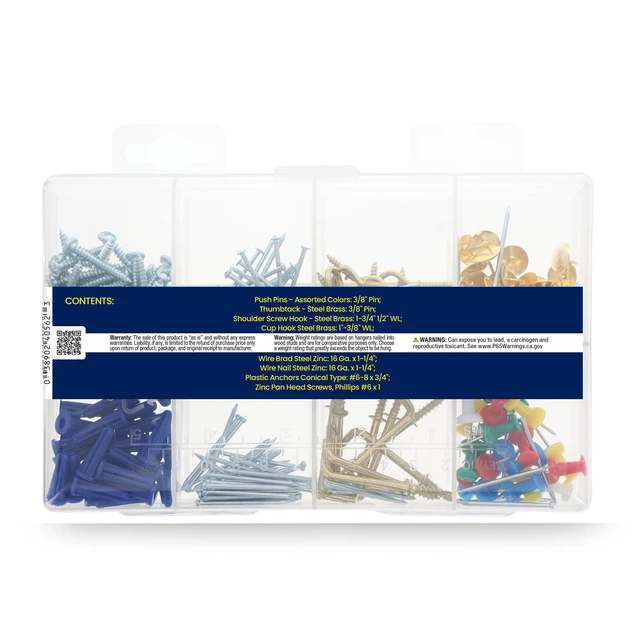 Alt view image 5 of 5 - Ook Picture Hanging Kit 230 Pack, 5 lbs, Steel, Zinc Finish/Brass, Assorted Colors