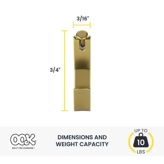 Alt view image 3 of 6 - Ook Picture Hanging Kit 200-Pack, 10-100 lbs, Steel, Brass Finish, Gold