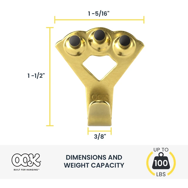 Alt view image 6 of 6 - Ook Picture Hanging Kit 200-Pack, 10-100 lbs, Steel, Brass Finish, Gold