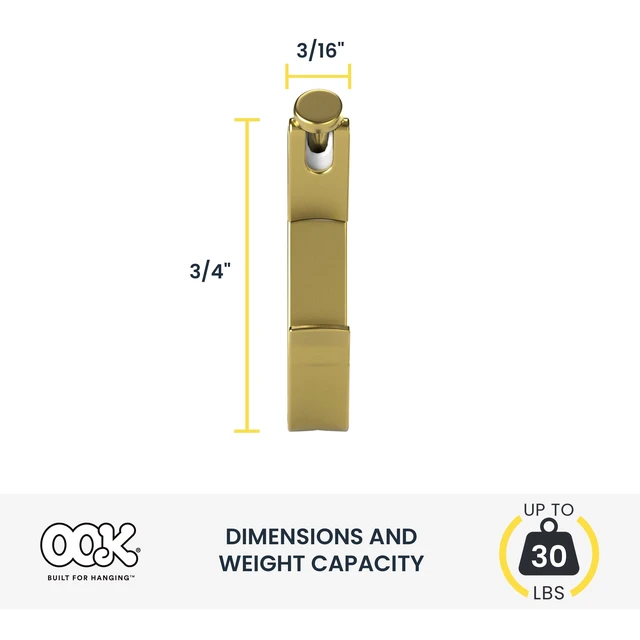 Alt view image 2 of 6 - Ook Picture Hanging Kit 200-Pack, 10-100 lbs, Steel, Brass Finish, Gold