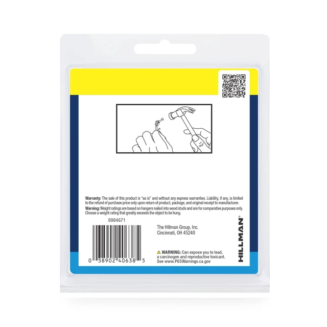Alt view image 5 of 6 - Ook Picture Hangers 30lbs Steel Picture Hooks, Brass, Gold, 40 Pack