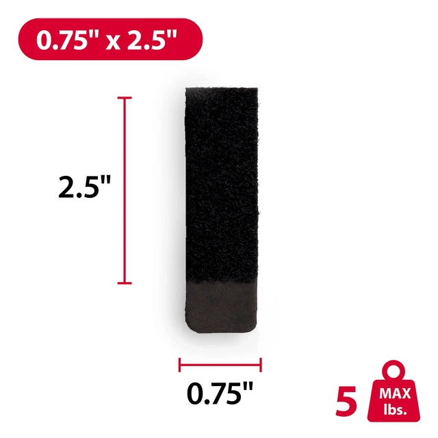 Alt view image 7 of 7 - Hyper Tough Large Removable Adhesive Strips, 5lbs Capacity, for Hanging Small Pictures, Black, 12 Pairs