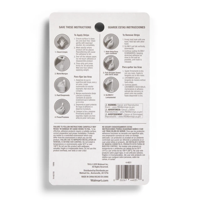 Alt view image 6 of 7 - Hyper Tough Large Removable Adhesive Strips, 5lbs Capacity, for Hanging Small Pictures, Black, 12 Pairs