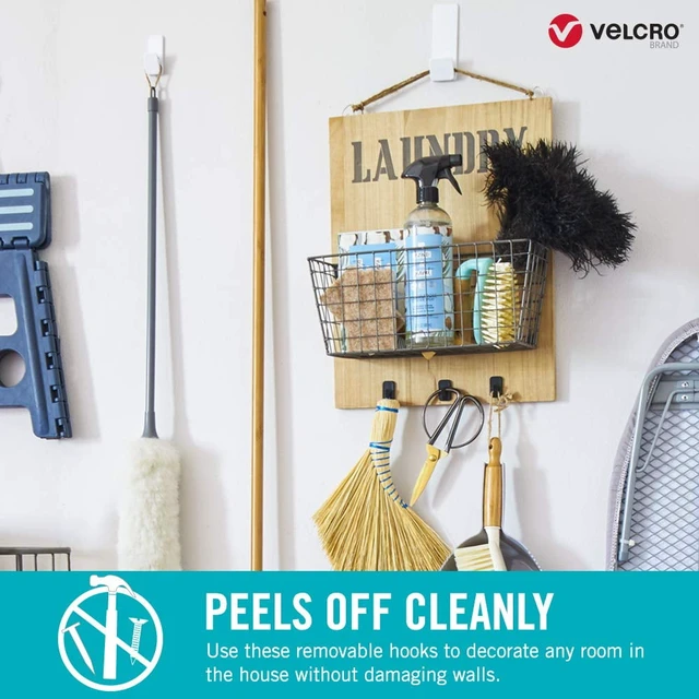 Alt view image 6 of 6 - VELCRO Brand HANGables Removable Hook Micro, Holds 1/2 lb, White, 4-Pack