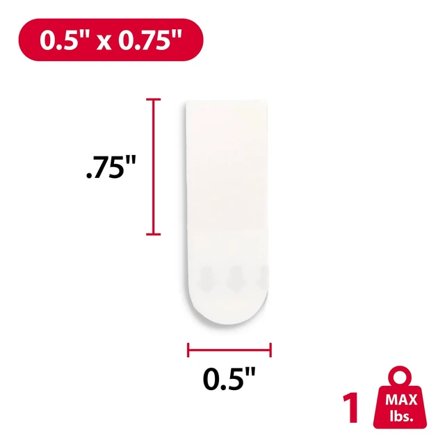 Alt view image 5 of 5 - Hyper Tough Small Removable Adhesive Strips, 1 lb Capacity, White, 60 Piece